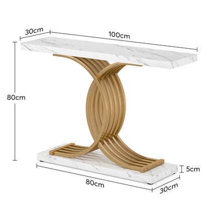 Console Axel — finition dorée, bois, marbre, métal