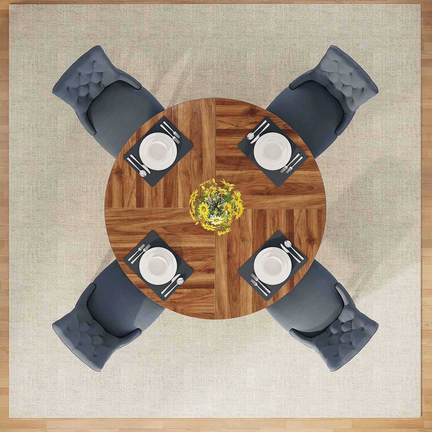 Table de salle à manger Stéphane — métal, ronde