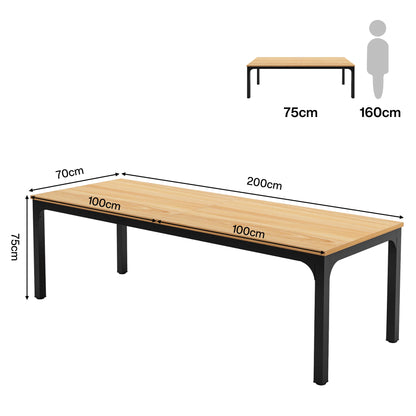 Table de salle à manger Émilie — bois, style industriel, rectangulaire