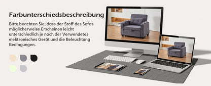 3-in-1 Single Sofa Bed with USB and Type-C, Adjustable Backrest TV Chair with Drink Holder and Armrest for Small Room Apartments