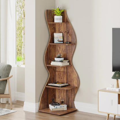Bibliothèque Jules — design contemporain, rangement intégré, 5 niveaux, meuble d'angle