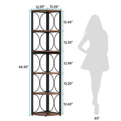Bibliothèque Pascal — style rustique, rangement intégré, 6 niveaux, meuble d'angle