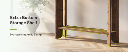 Console Inès — finition noyer, bois massif, design contemporain, 2 niveaux