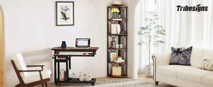 Bibliothèque Pascal — style rustique, rangement intégré, 6 niveaux, meuble d'angle