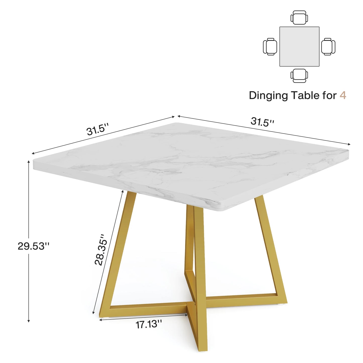 Table de salle à manger Astrid — bois, métal, style industriel, carrée
