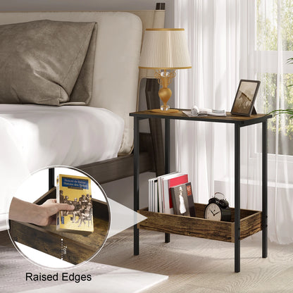 WOLTU Side Table Coffee Table with 2 Shelves Sofa Console Table with Storage Space for Corner Living Room Bedroom
