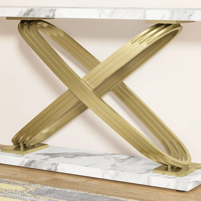 Console Yves — finition dorée, marbre, design contemporain, rectangulaire