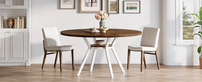 Table de salle à manger Jonathan — bois, métal, rangement intégré, ronde