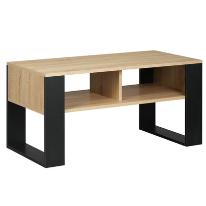 WOLTU Tea Coffee Table with Storage 2 Open Compartments Vintage Industrial Style Sofa Table Side Table for Living Room Bedroom