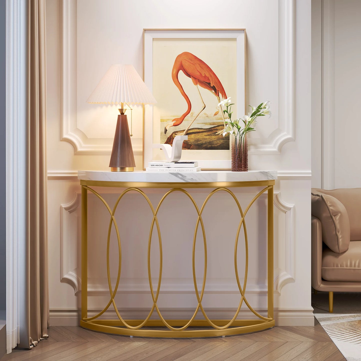 Console Michaël — finition dorée, métal, design contemporain