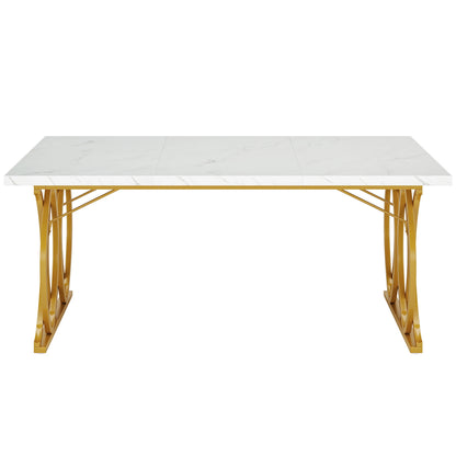 Table de salle à manger Quentin — marbre, design contemporain, rectangulaire