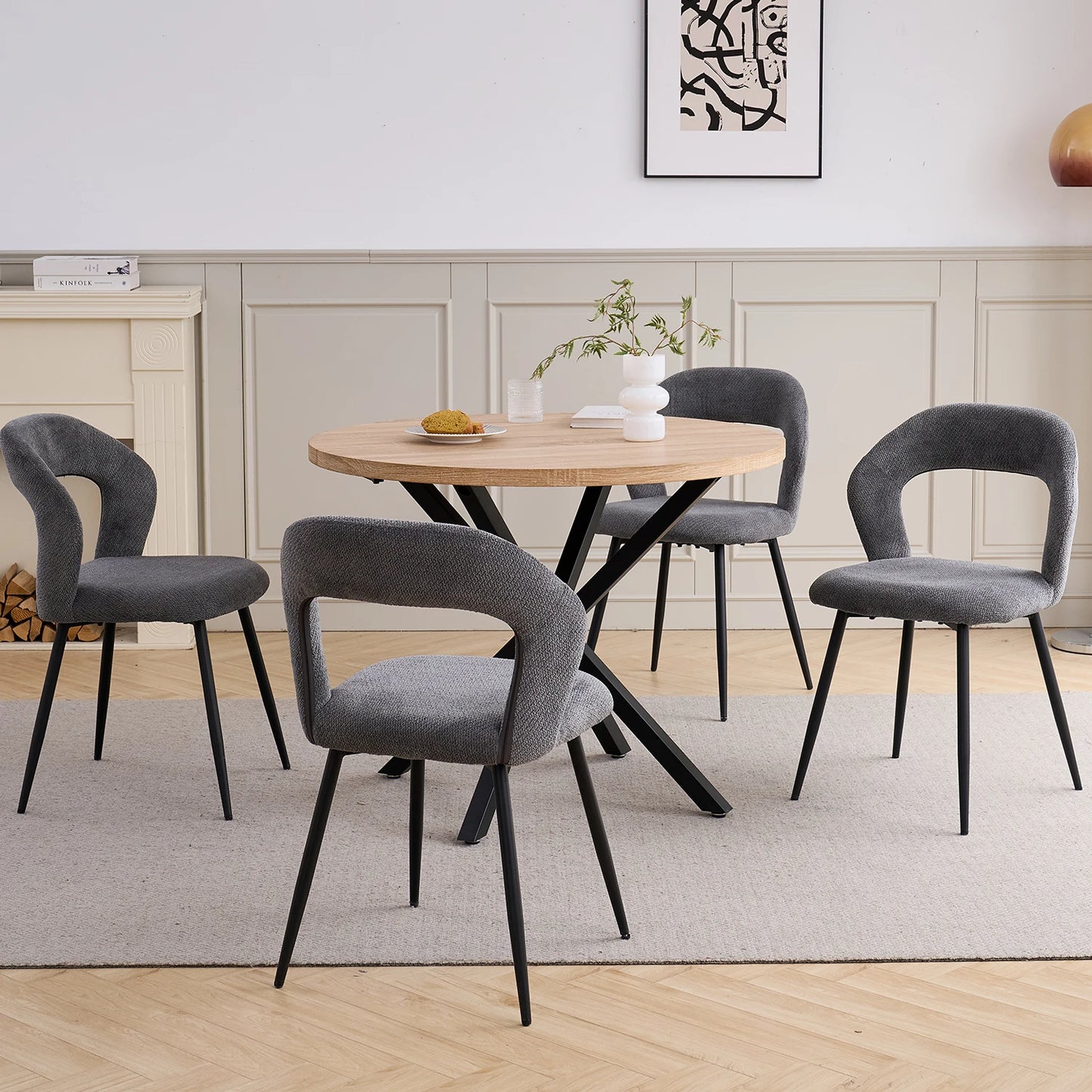 Chaise Suzanne — finition noir, métal, design contemporain