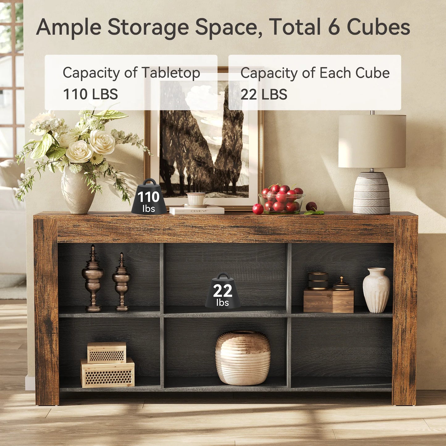 Console Antoine — bois, style industriel, rangement intégré