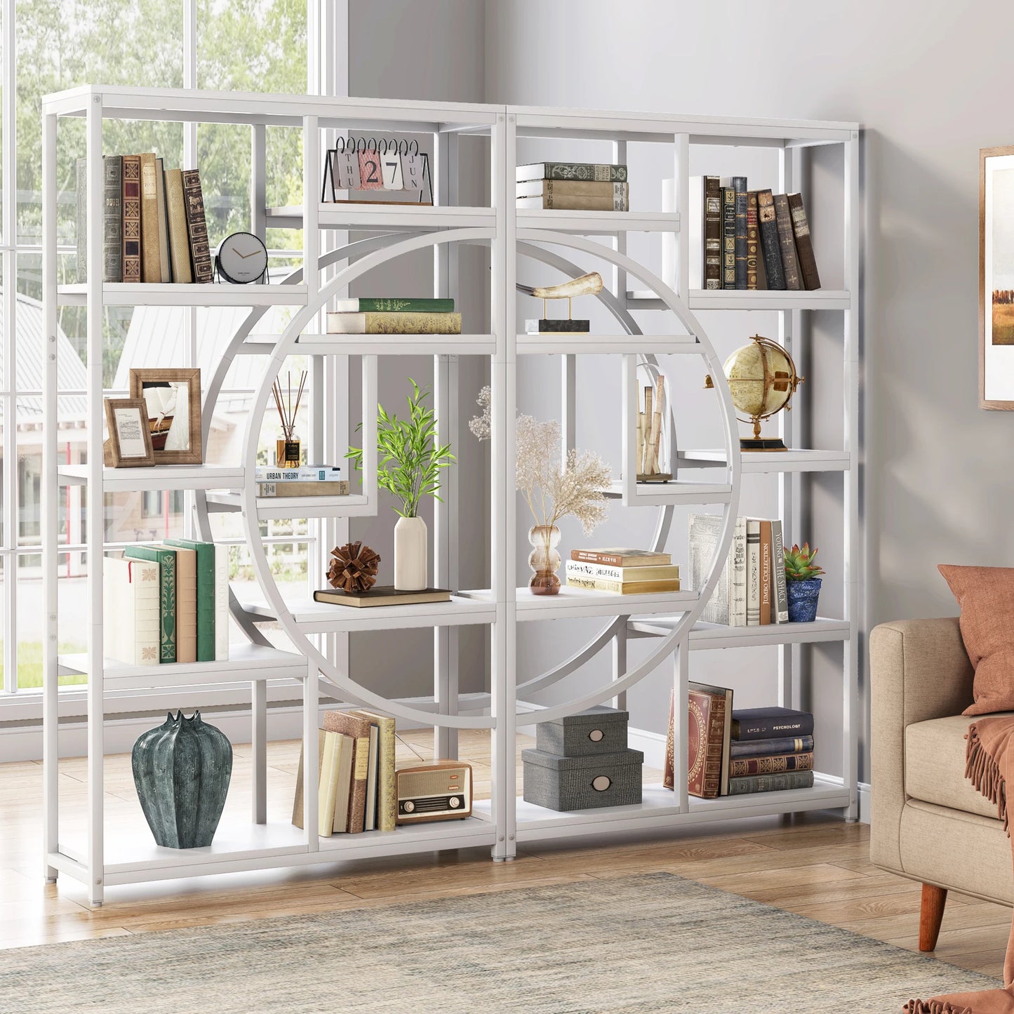 Bibliothèque Nathan — style industriel, rangement intégré, 5 niveaux, étagères ouvertes