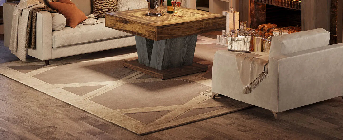 Table basse Léon — finition noir, bois, style rustique, carrée