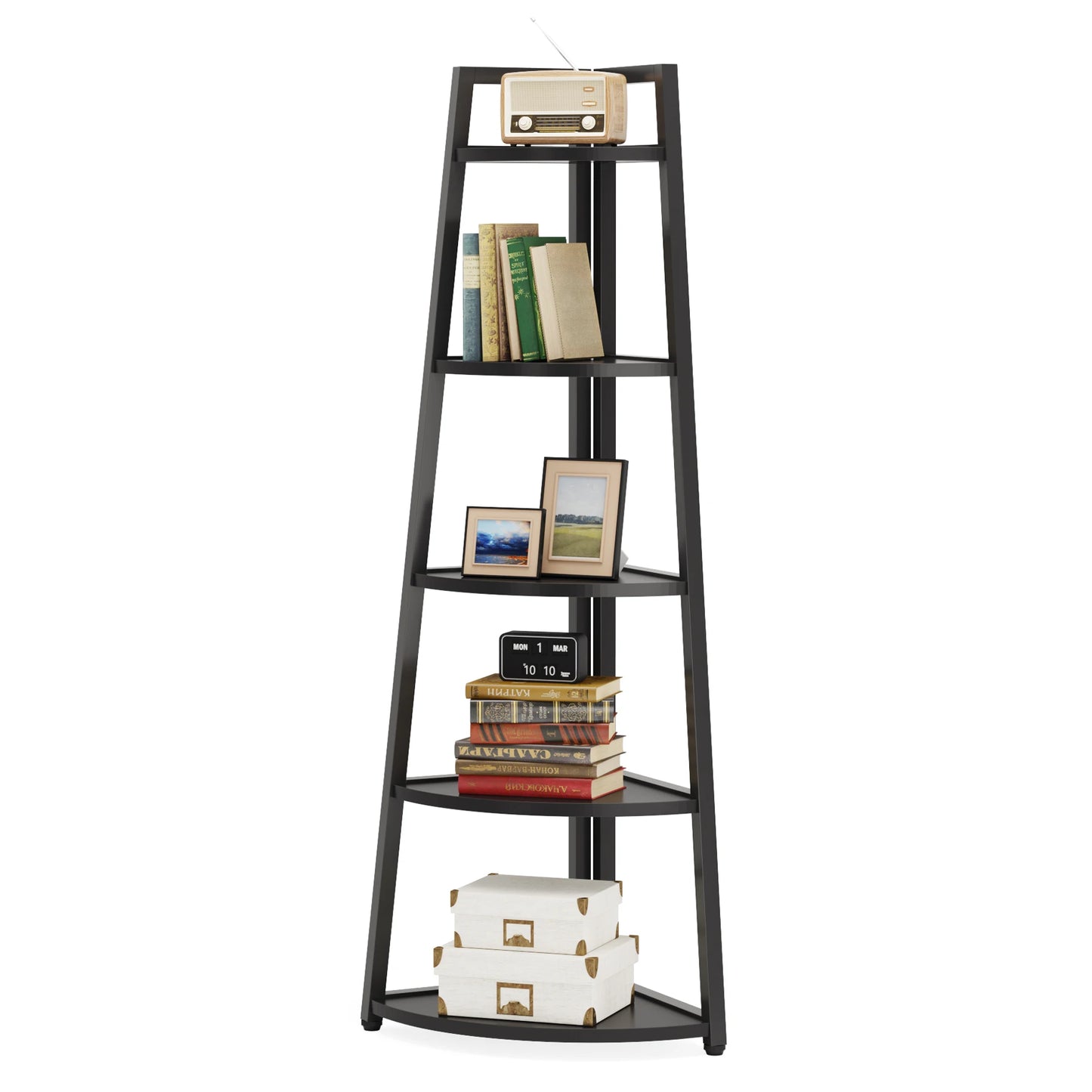 Bibliothèque Fabrice — bois, rangement intégré, meuble d'angle, étagères ouvertes