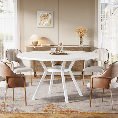 Table de salle à manger Jonathan — bois, métal, rangement intégré, ronde