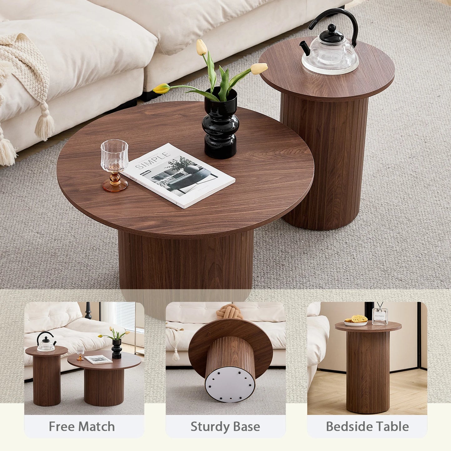 Table basse Prosper — bois, ronde