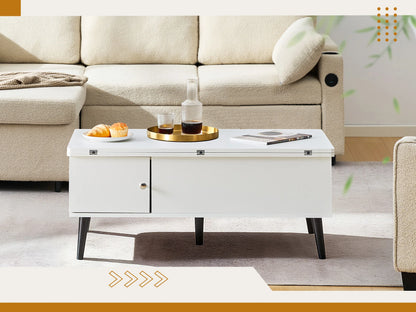 Convertible Coffee Table with Lifting Top, Retractable Living Room Table, Wooden Sofa Side Table with Hidden Storage Space