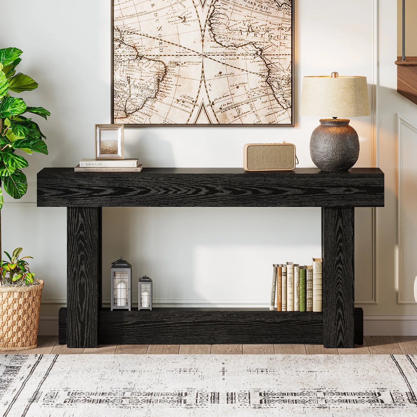 Console Géraldine — finition noir, bois, style industriel