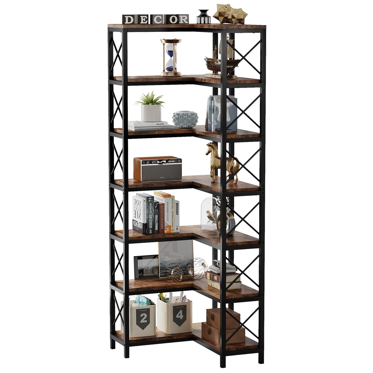 Bibliothèque Hadrien — métal, design contemporain, rangement intégré, 7 niveaux
