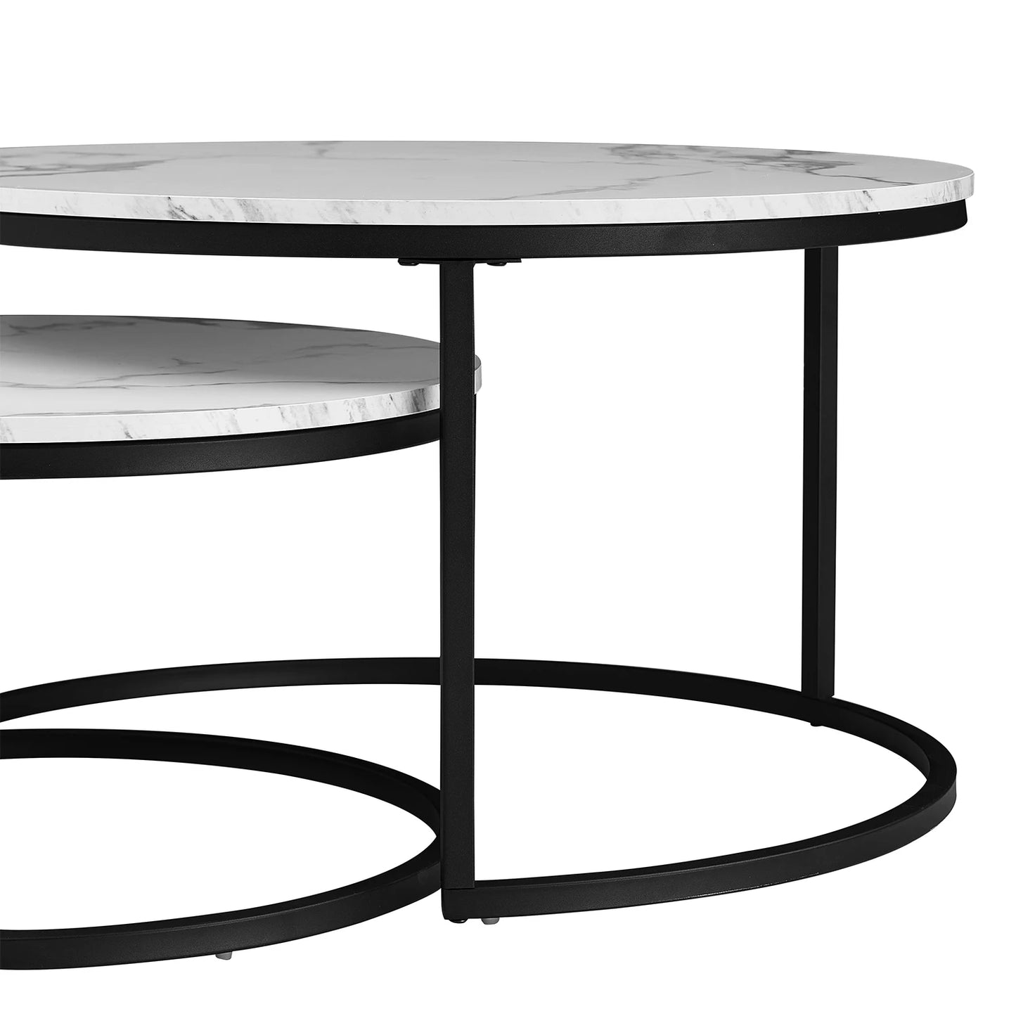 Table basse Luc — finition blanche, bois, marbre, métal