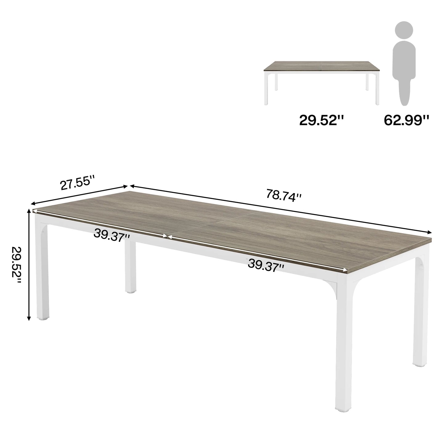 Table de salle à manger Émilie — bois, style industriel, rectangulaire