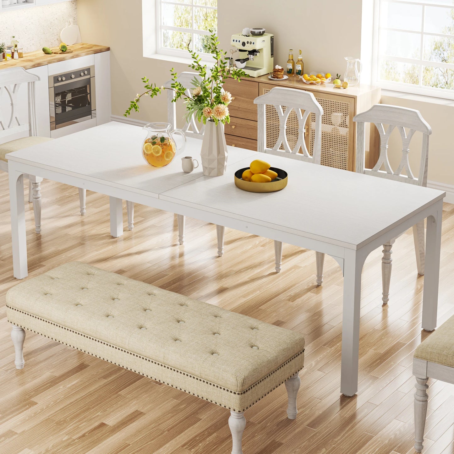 Table de salle à manger Émilie — bois, style industriel, rectangulaire