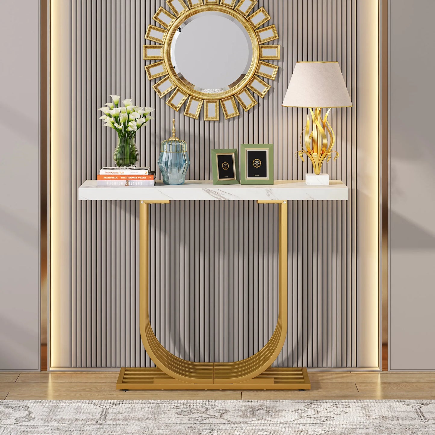Console Maxime — finition dorée, design contemporain