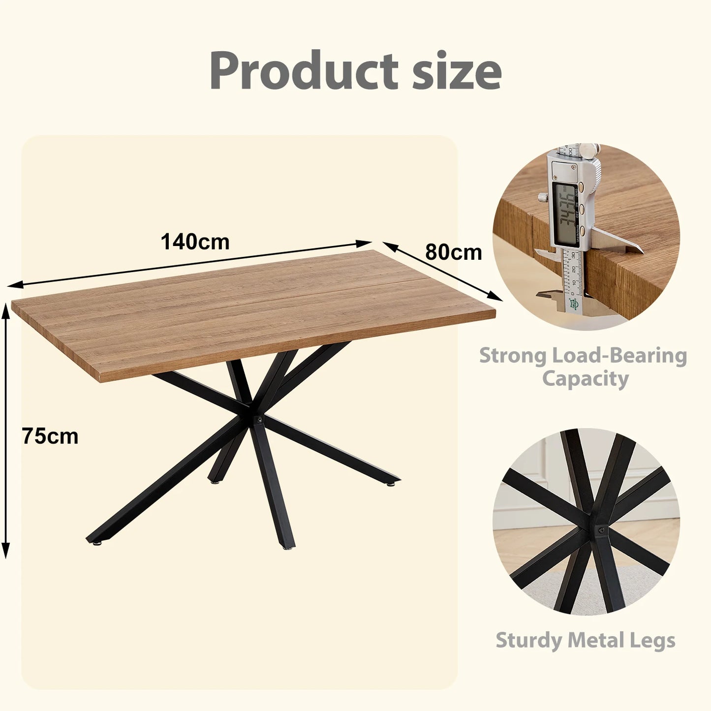 Table de salle à manger Madeleine — métal, design contemporain, rectangulaire