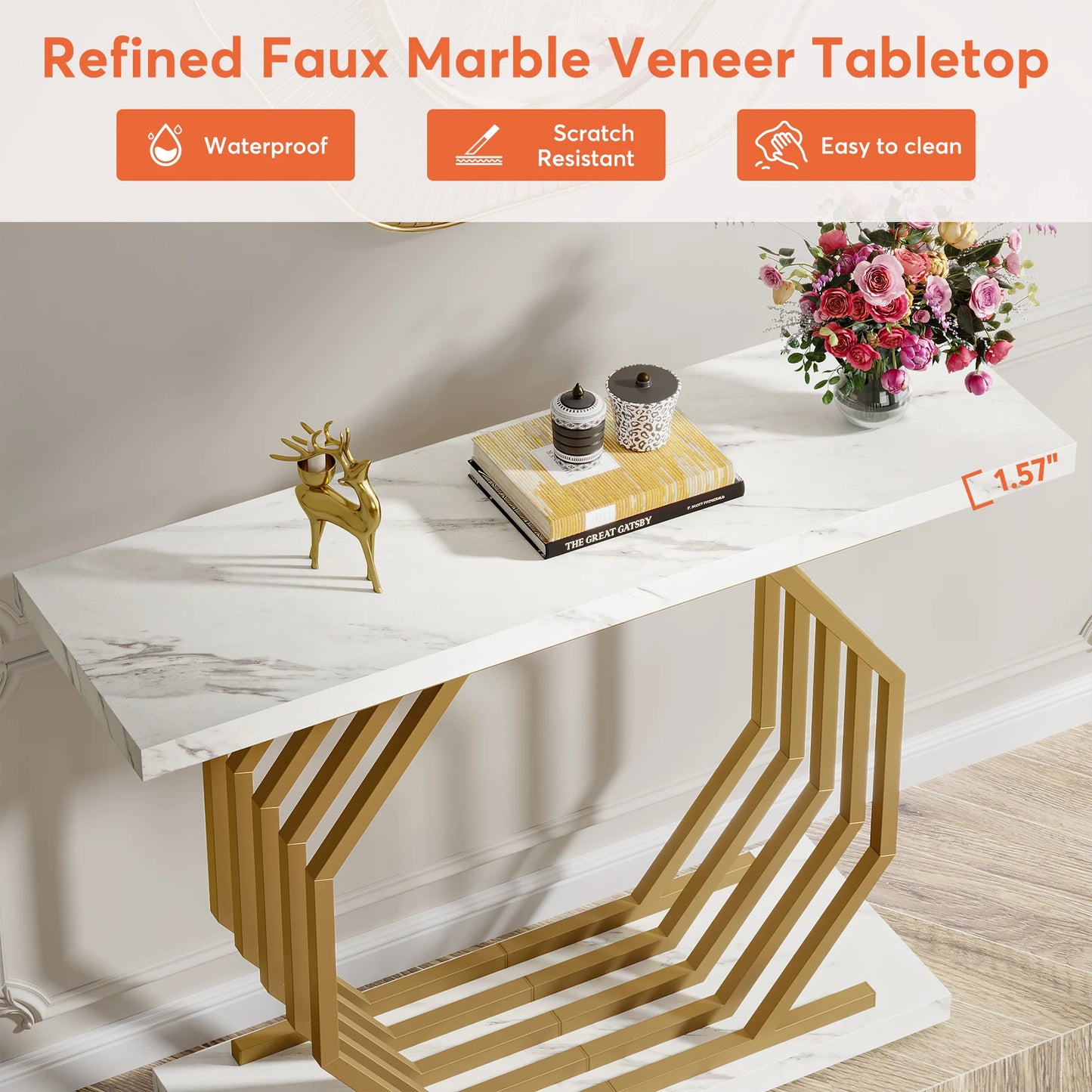 Console Maxime — finition dorée, design contemporain