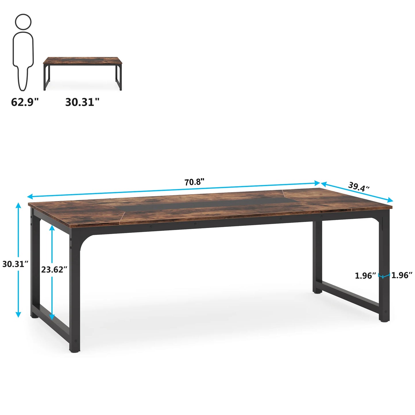 Table de salle à manger Gabriel — style industriel, rectangulaire
