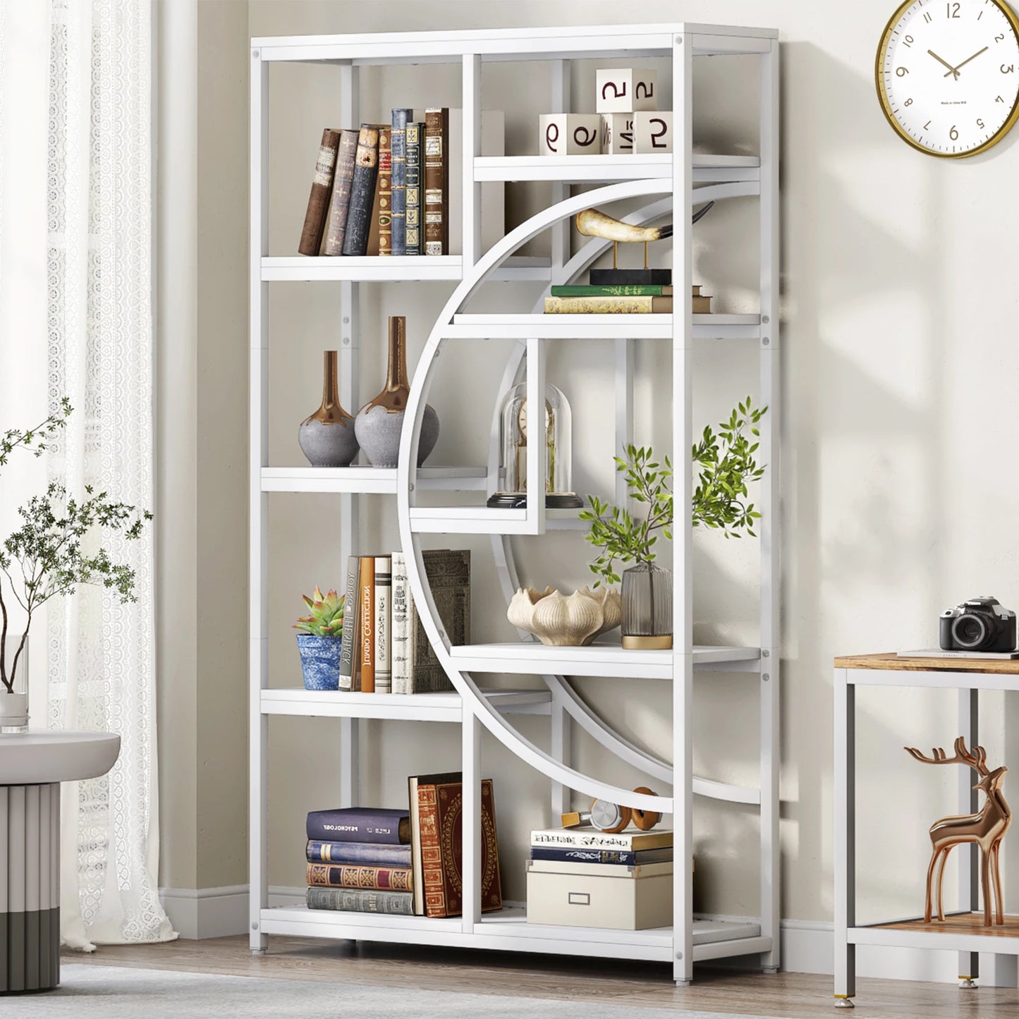 Bibliothèque Nathan — style industriel, rangement intégré, 5 niveaux, étagères ouvertes