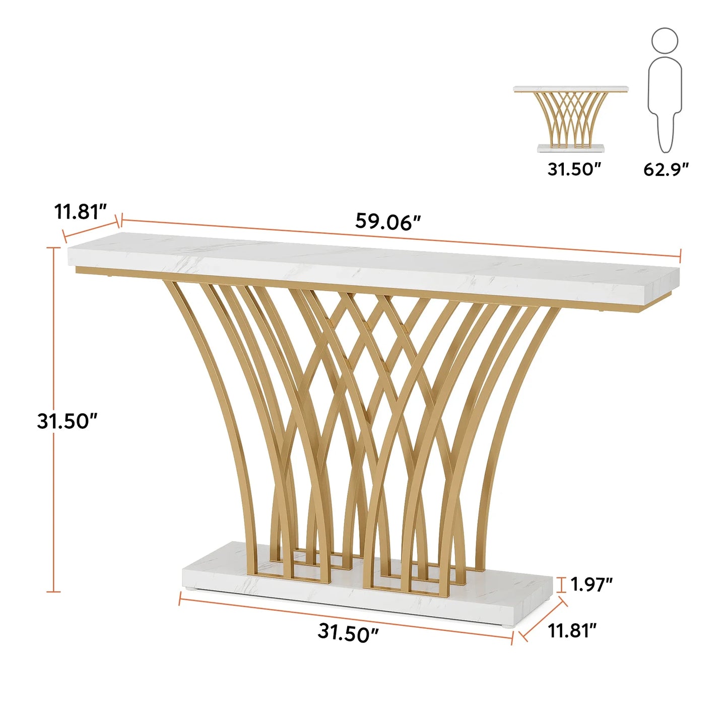 Console Priscille — finition dorée, métal, design contemporain