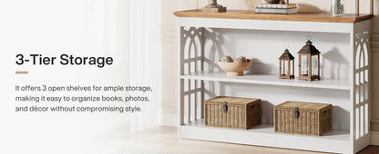 Console Sylvain — finition blanche, design contemporain, rangement intégré, 3 niveaux