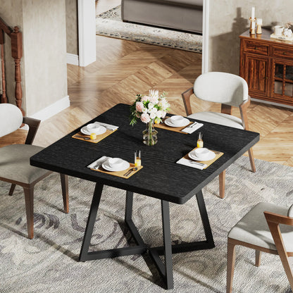Table de salle à manger Astrid — bois, métal, style industriel, carrée