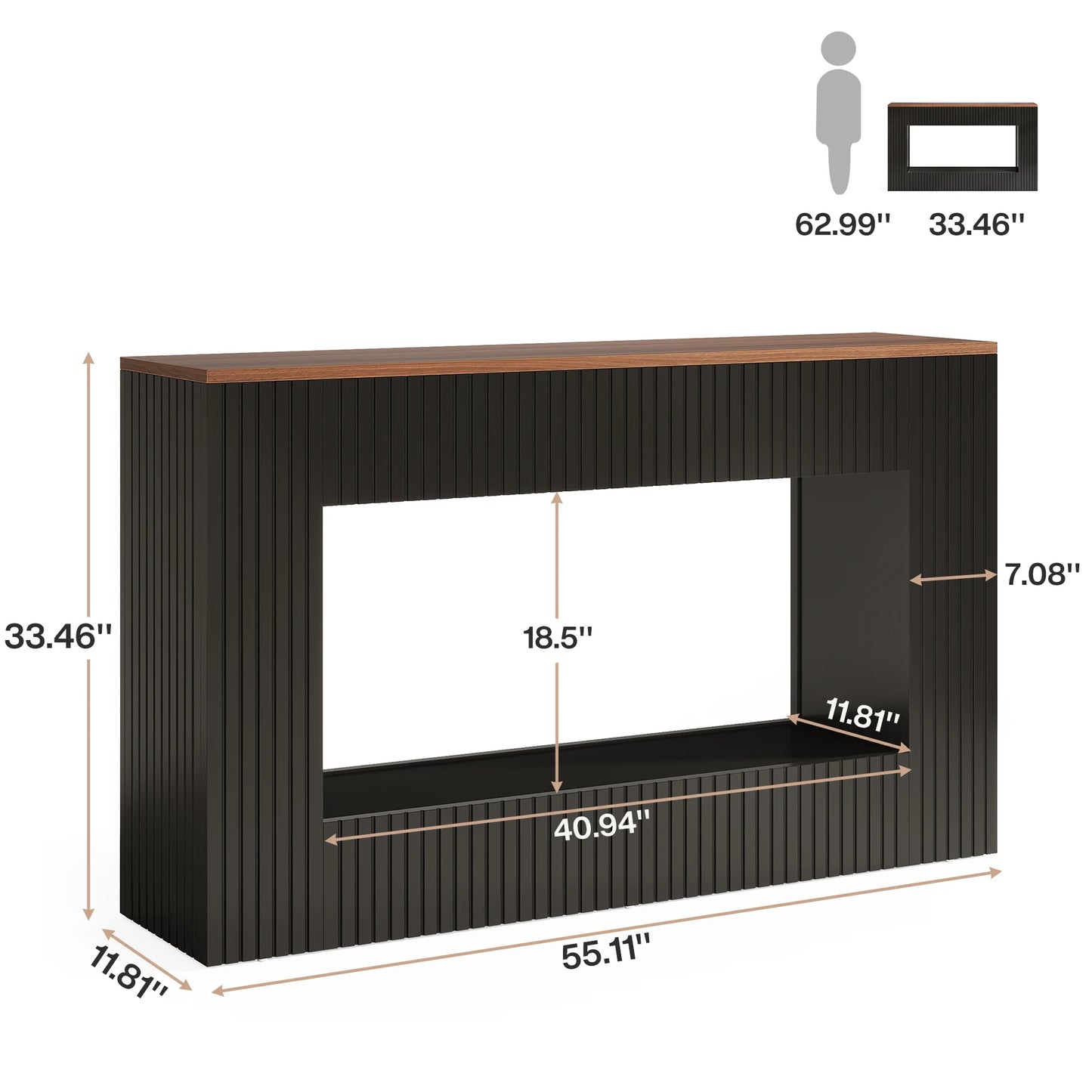 Console Damien — finition noir, bois, design contemporain, rangement intégré