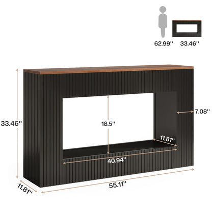 Console Damien — finition noir, bois, design contemporain, rangement intégré