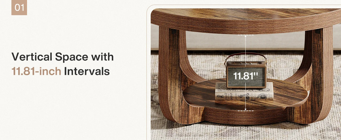 Table basse Chloé — bois, design contemporain, rangement intégré, 2 niveaux