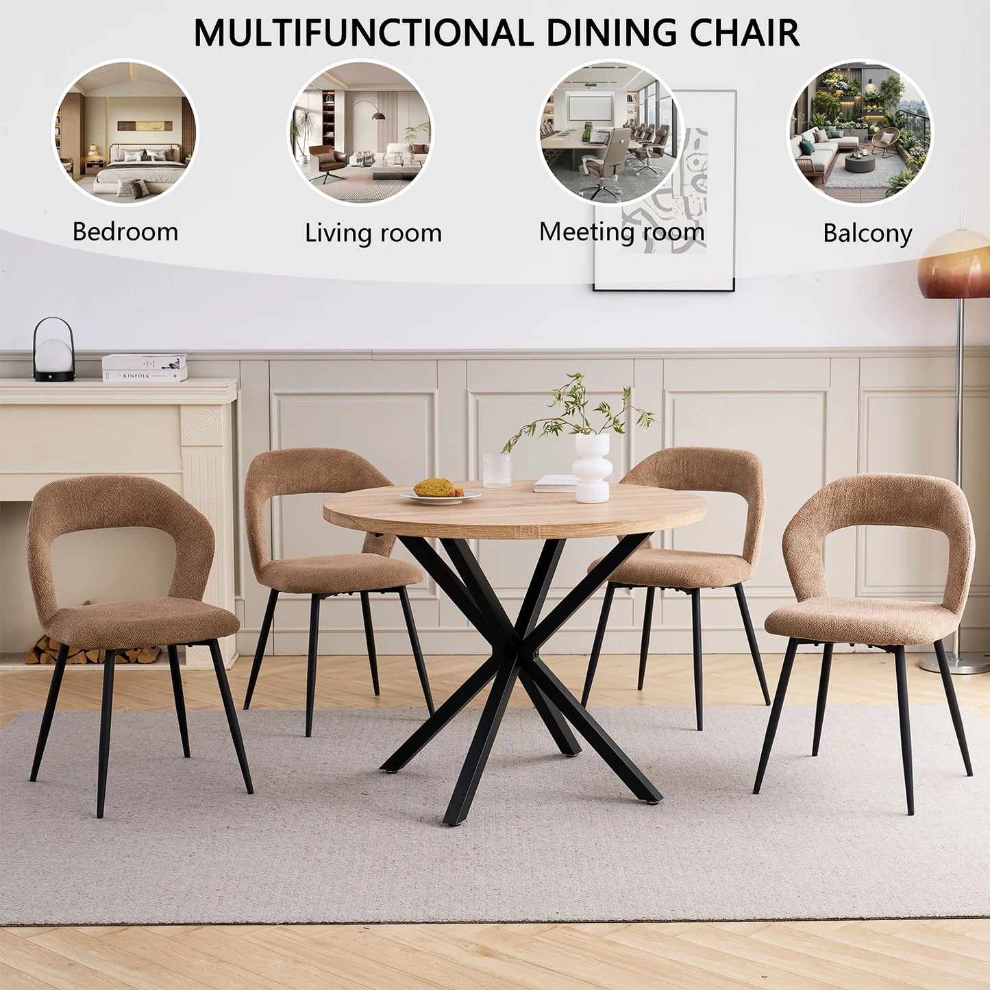 Chaise Suzanne — finition noir, métal, design contemporain