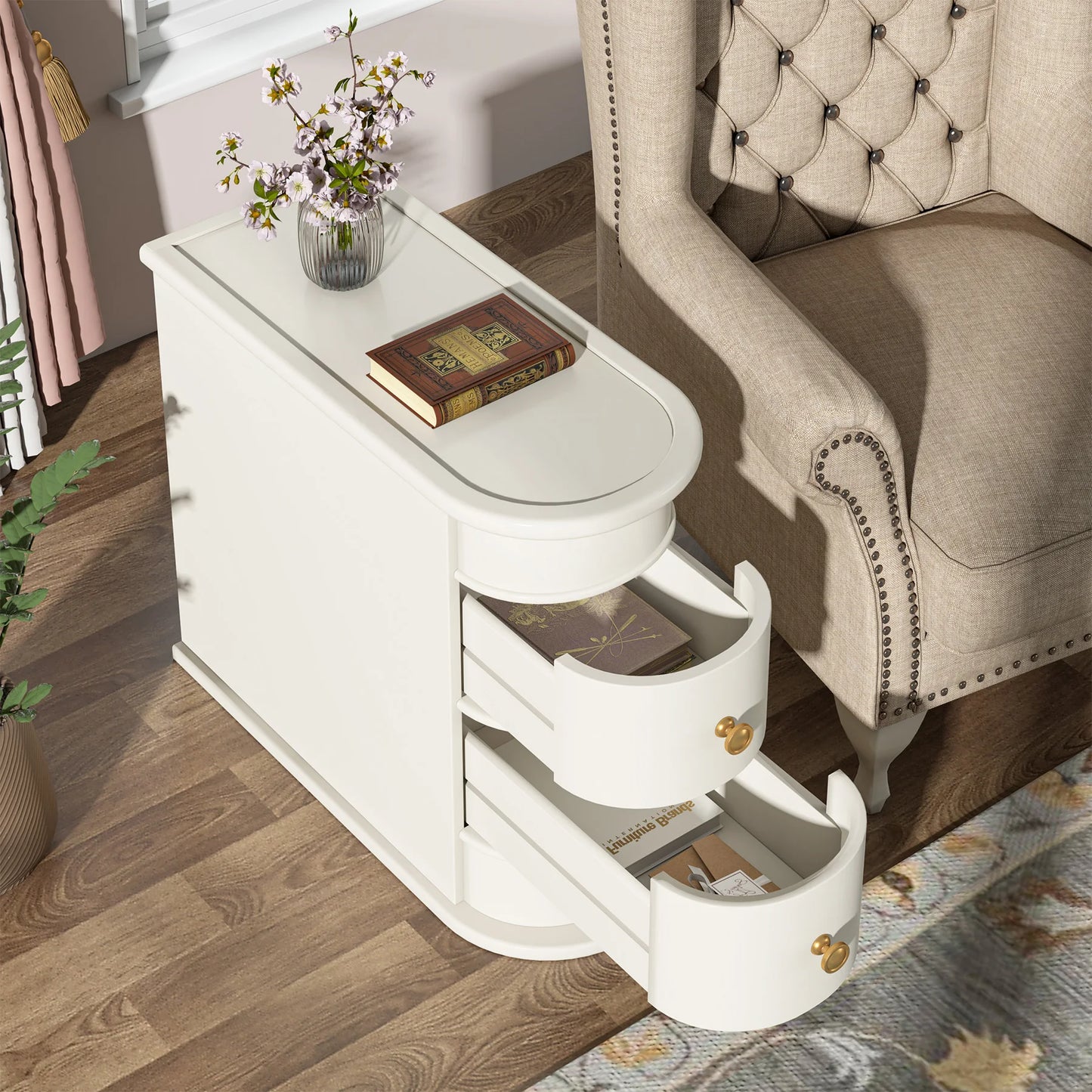 Table d'appoint Manon — bois massif, ronde