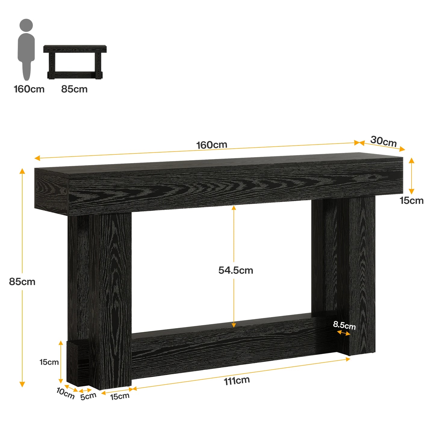 Console Géraldine — finition noir, bois, style industriel
