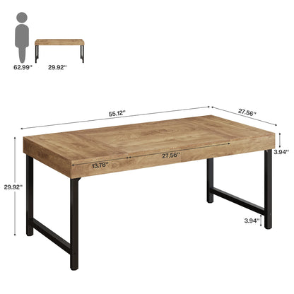 Table de salle à manger Wilfried — métal, style industriel, rectangulaire
