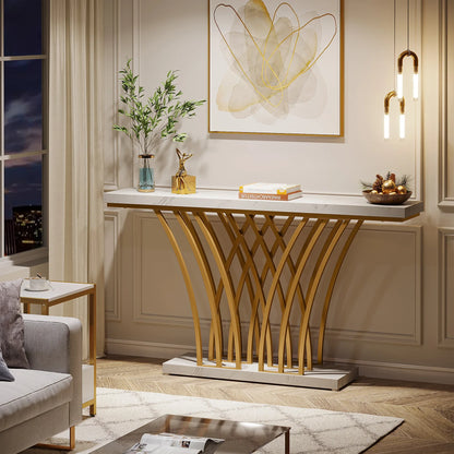 Console Priscille — finition dorée, métal, design contemporain