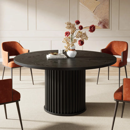 Table de salle à manger Jacinthe — finition noir, métal, ronde