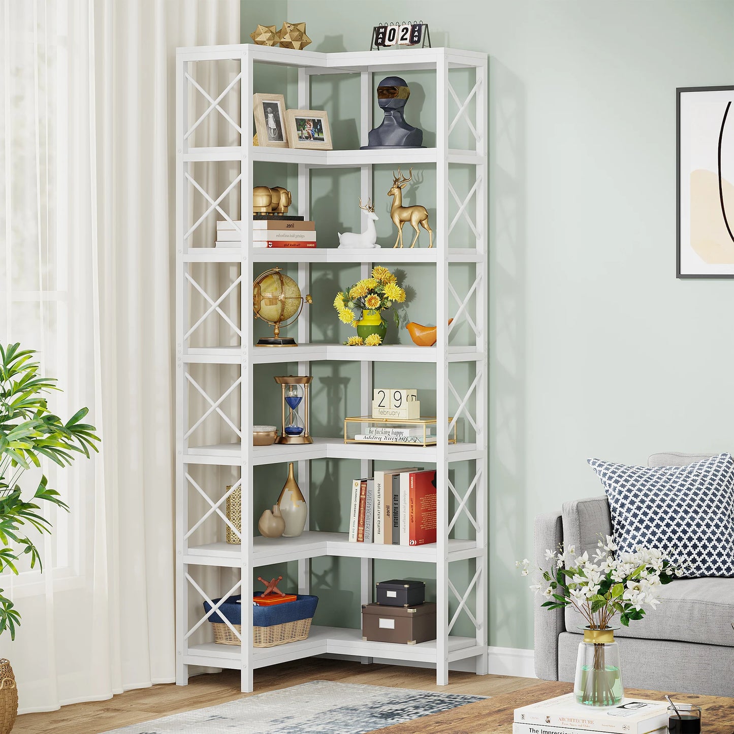 Bibliothèque Hadrien — métal, design contemporain, rangement intégré, 7 niveaux