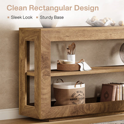 Console Béatrice — finition marron, bois, métal, rangement intégré