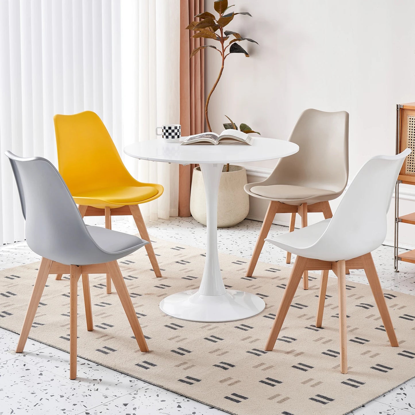 Table de salle à manger Simon — finition blanche, design contemporain, ronde