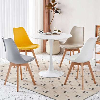 Table de salle à manger Simon — finition blanche, design contemporain, ronde
