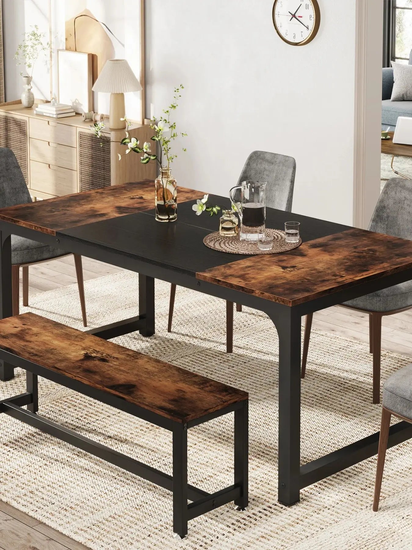 Table de salle à manger Gabriel — style industriel, rectangulaire